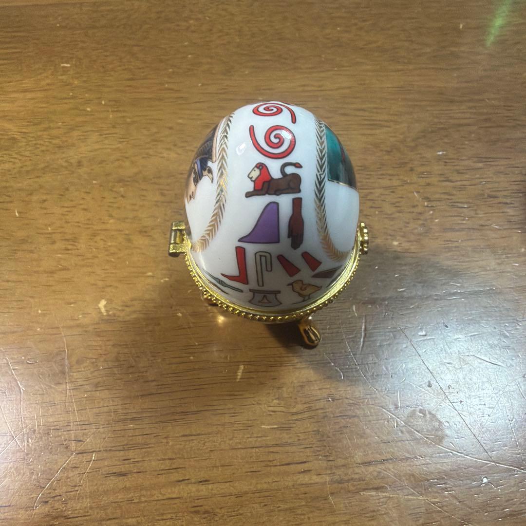 レア　エジプト風陶器製卵型オブジェ　海外製　　ヴィンテージ　アンティーク