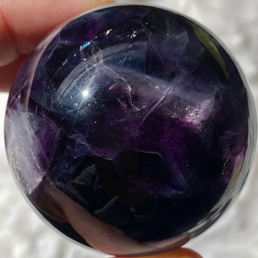 【 天然石 虹入り ブルー パープル フローライト スフィア 丸玉 蛍石 】