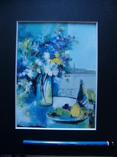 今関アキラコ【窓辺の花】希少画集画、状態良好、新品高級額装付