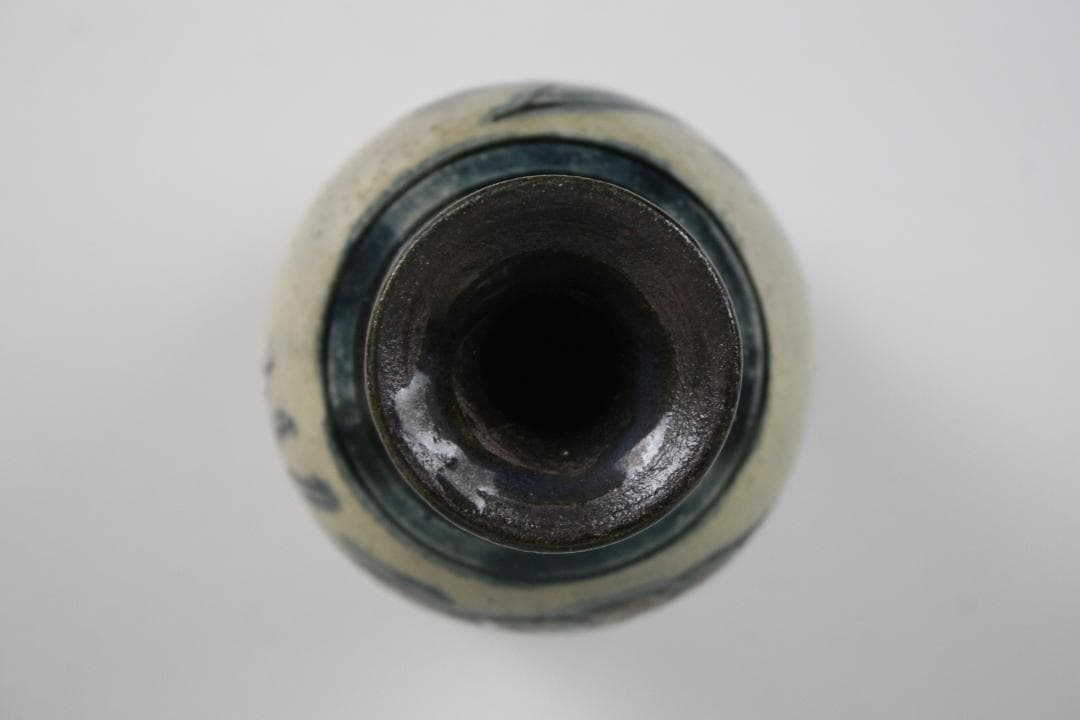 壺屋焼 人間国宝 金城次郎 作 魚文長徳利