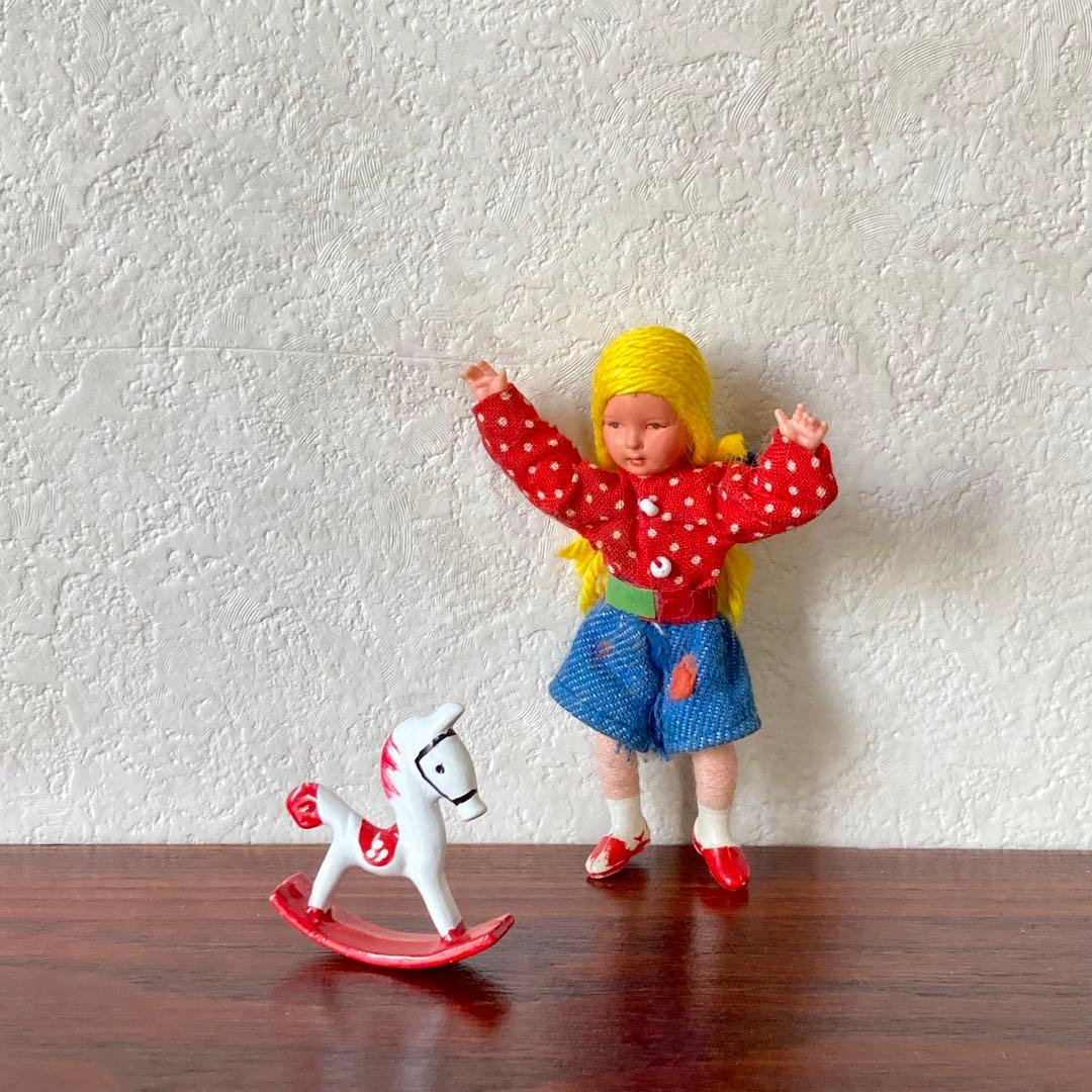 金髪の女の子　CACO　人形　ミニチュア　ドールハウス　ドイツ　ヴィンテージ