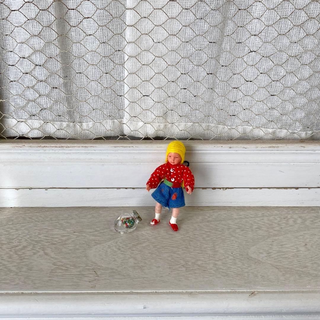 金髪の女の子　CACO　人形　ミニチュア　ドールハウス　ドイツ　ヴィンテージ