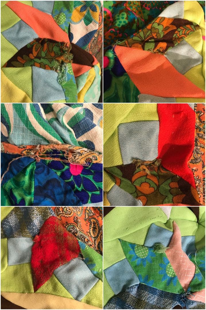 ★ヴィンテージ★ パッチワーク　ベッドカバー　サイケ　ヒッピー　レア！