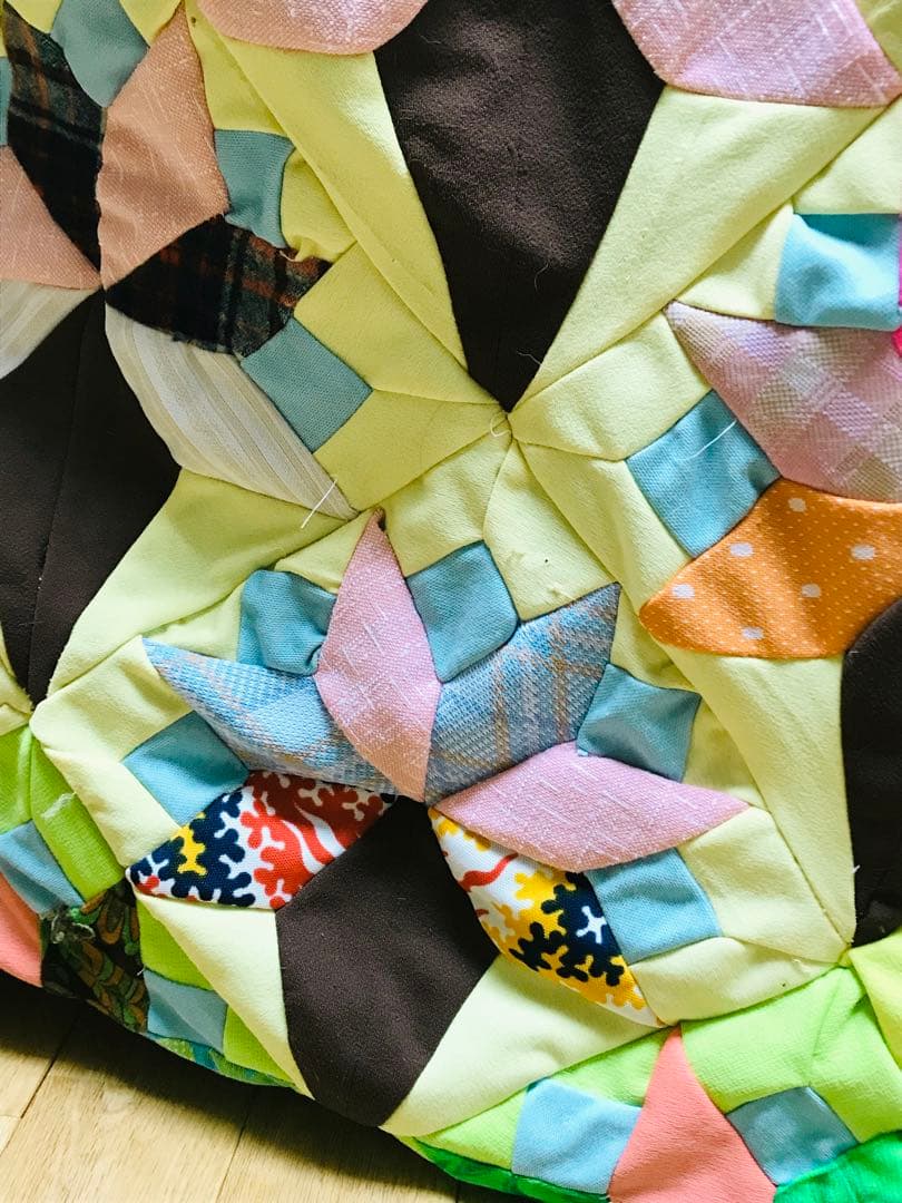 ★ヴィンテージ★ パッチワーク　ベッドカバー　サイケ　ヒッピー　レア！