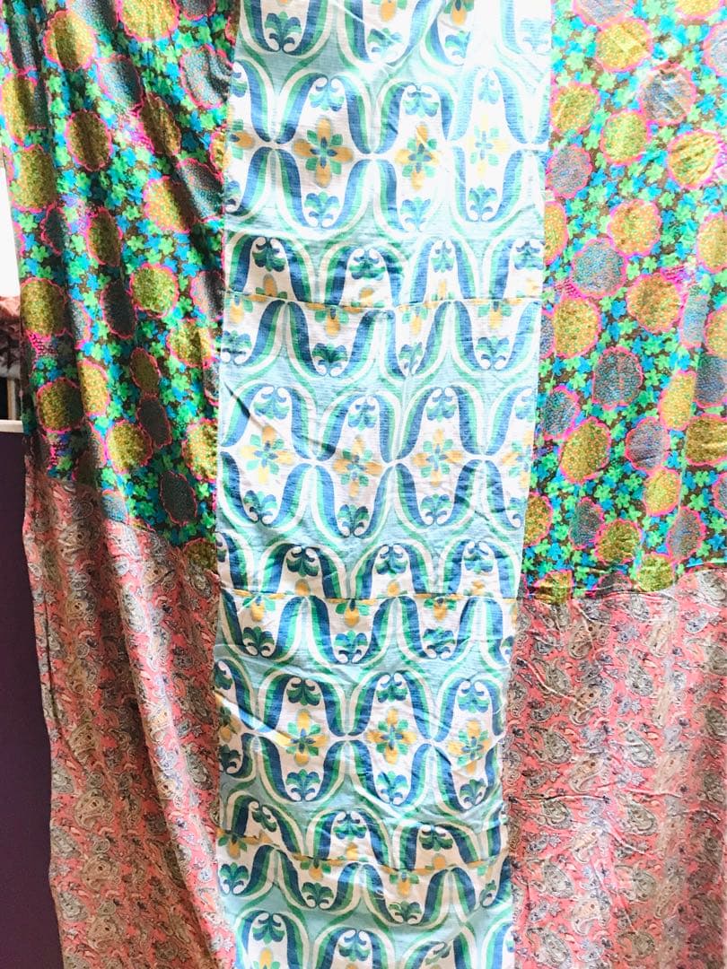 ★ヴィンテージ★ パッチワーク　ベッドカバー　サイケ　ヒッピー　レア！