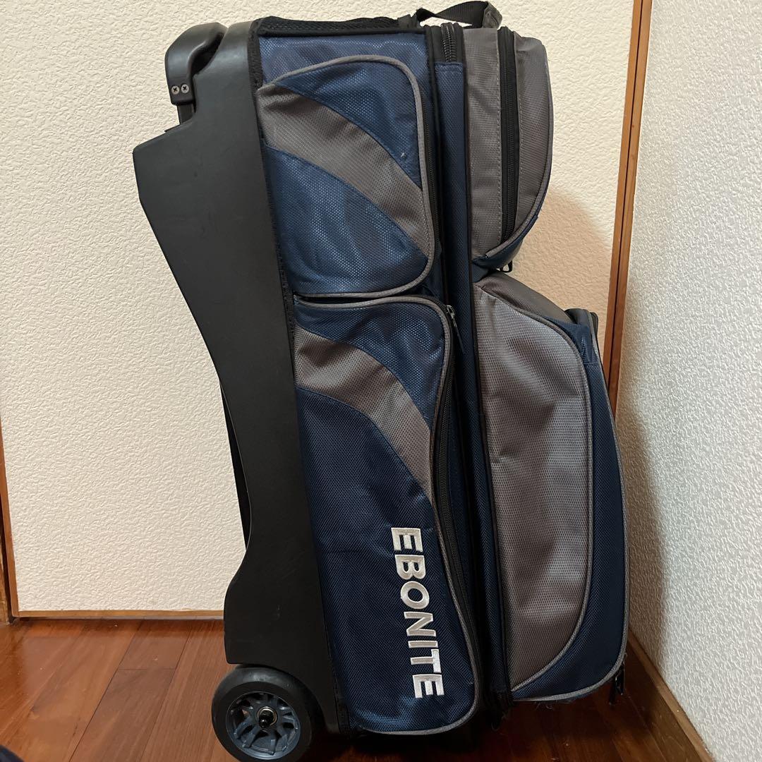 【希少品】 Ebonite ボウリング用バッグ 3個入り　キャリー　ネイビー