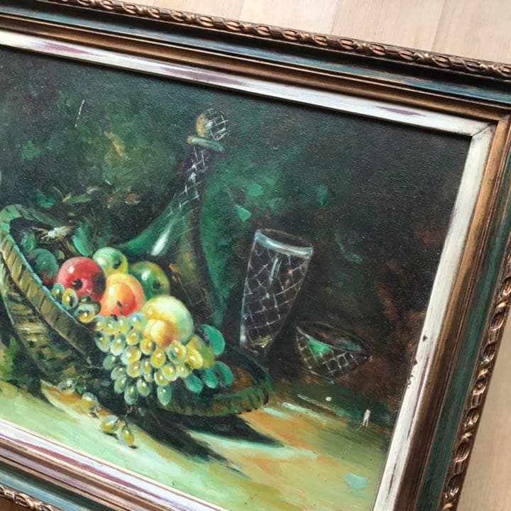 USA製 アンティーク　H.Motevakel 果実とグラス静物画 美術品