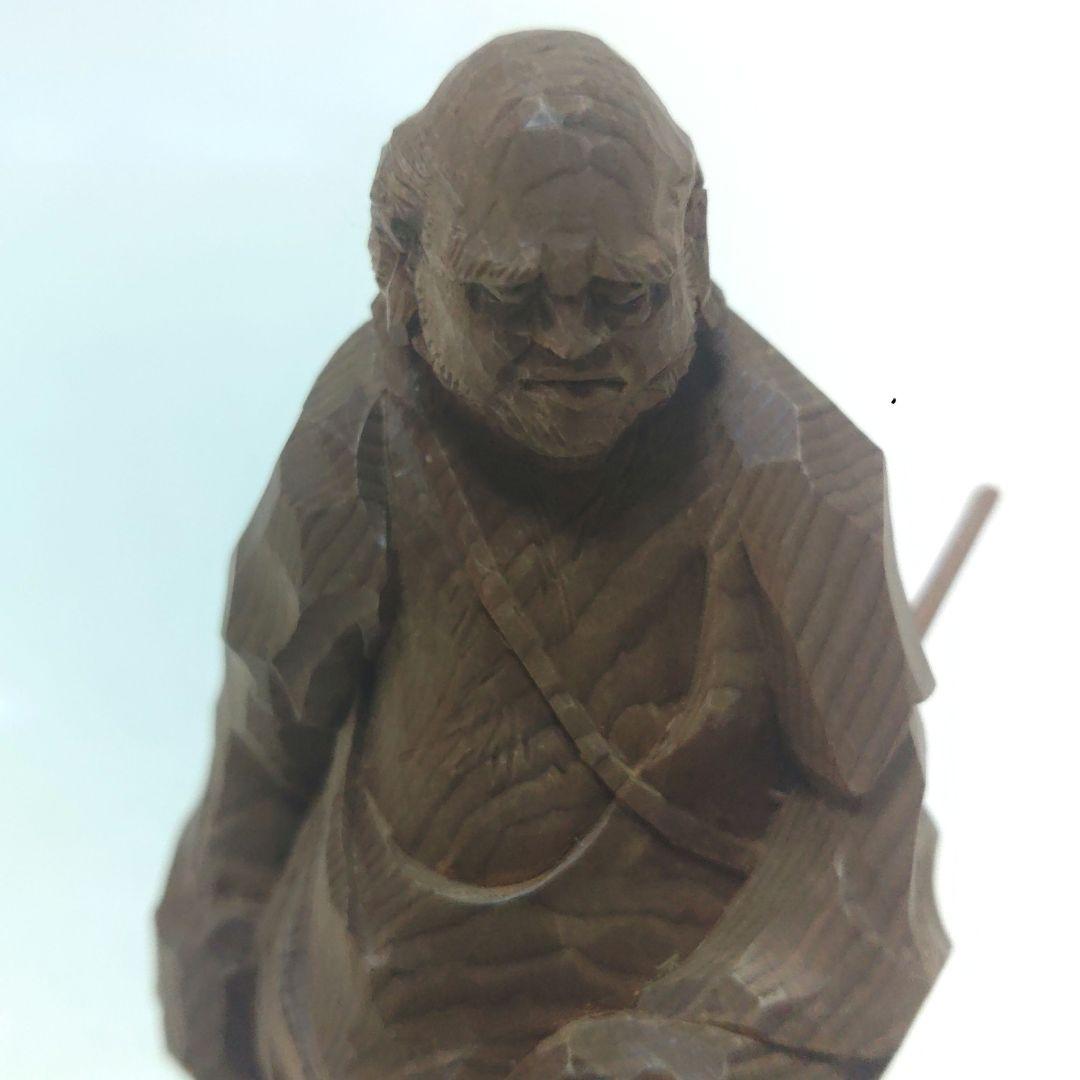 達磨大師　永富一伸　一刀彫　木彫　置物 　ミ10