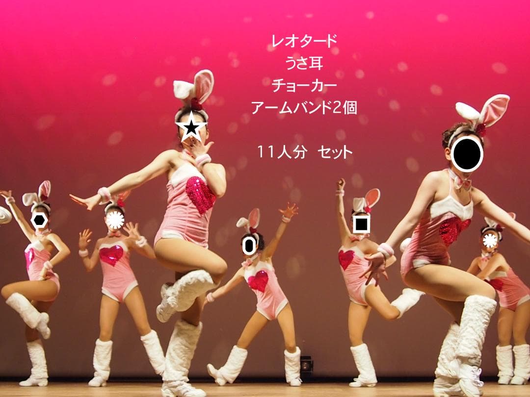 ピンク　バニーガール　衣装　11人分セット　うさ耳・チョーカー・アームバンド付