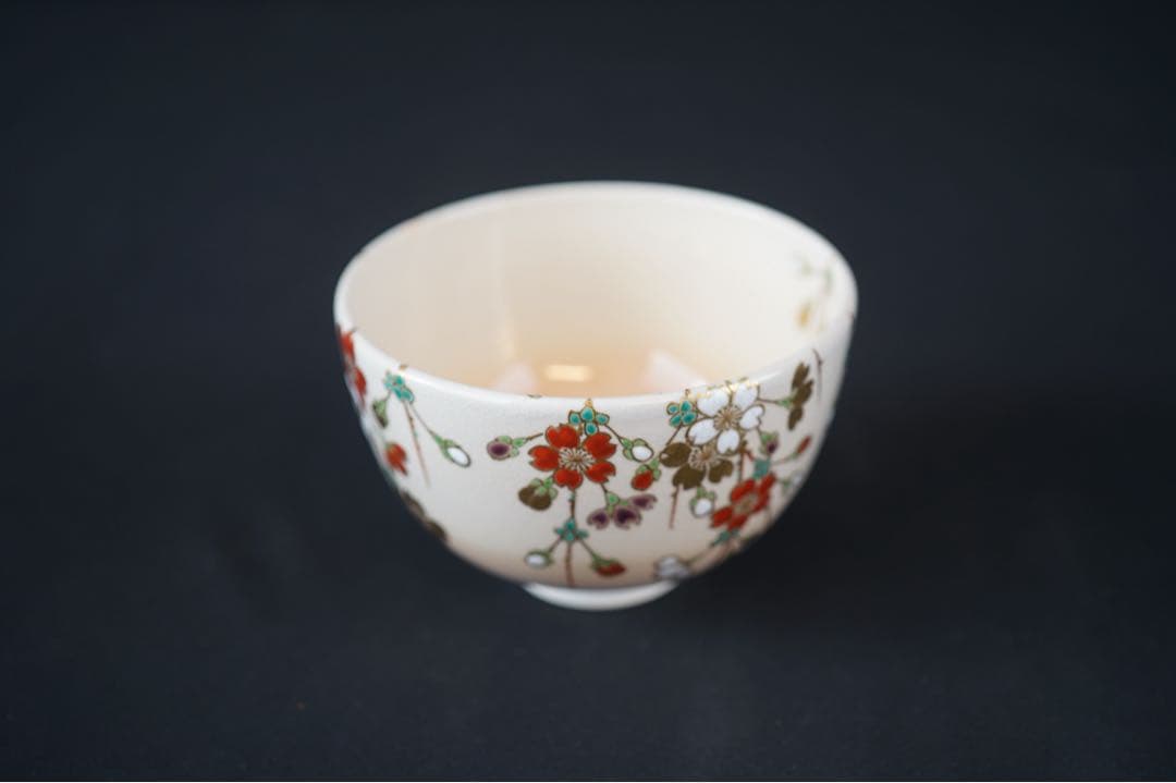 木全翁楽 作 枝垂桜 茶碗 共箱 共布 紙箱 茶道具
