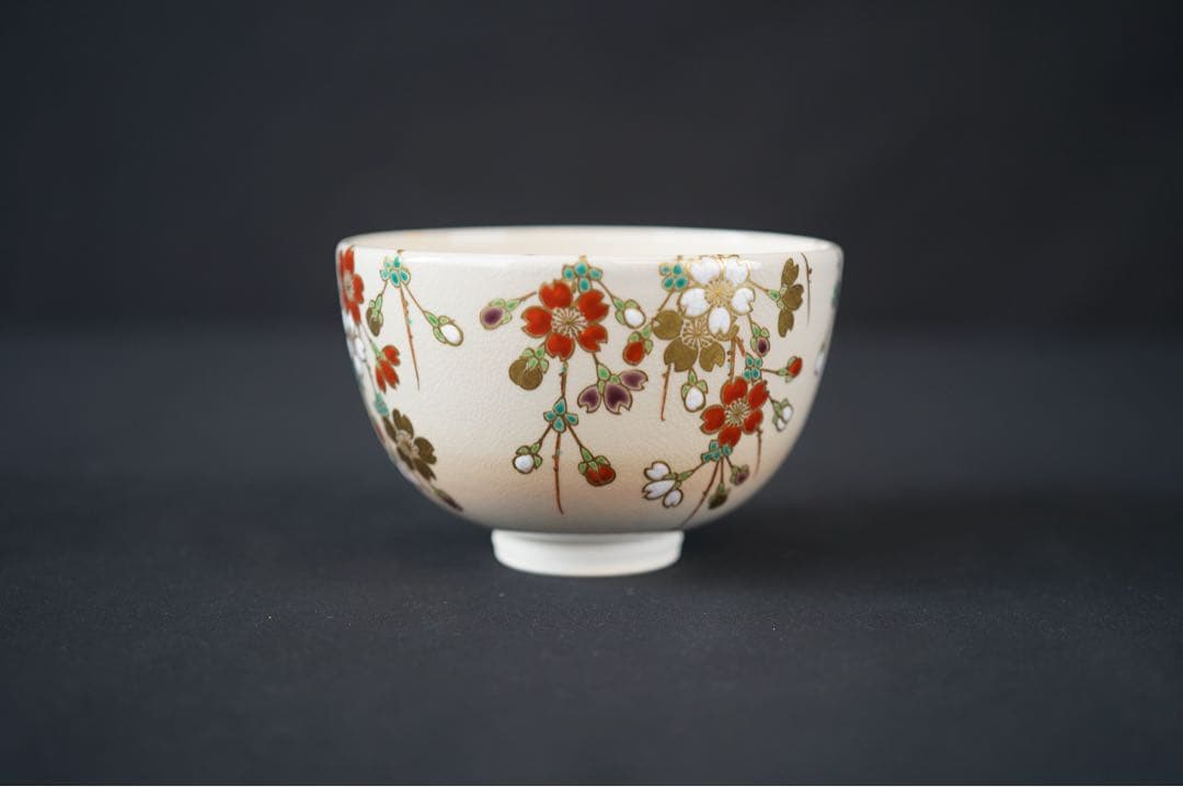 木全翁楽 作 枝垂桜 茶碗 共箱 共布 紙箱 茶道具