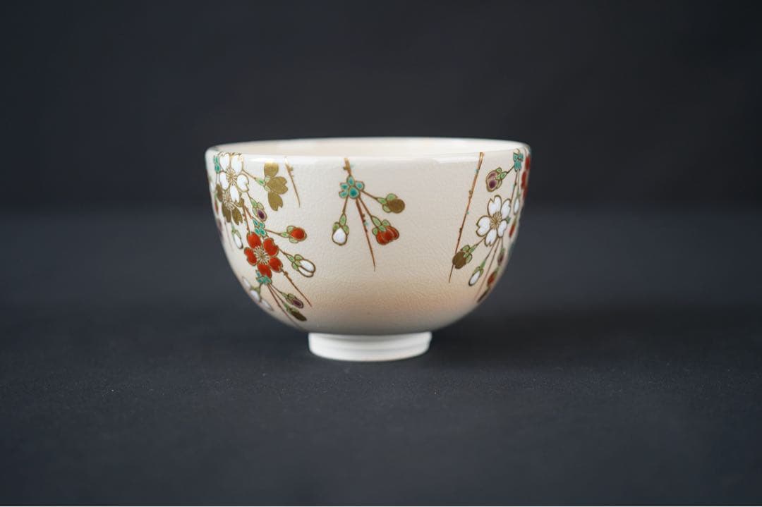 木全翁楽 作 枝垂桜 茶碗 共箱 共布 紙箱 茶道具