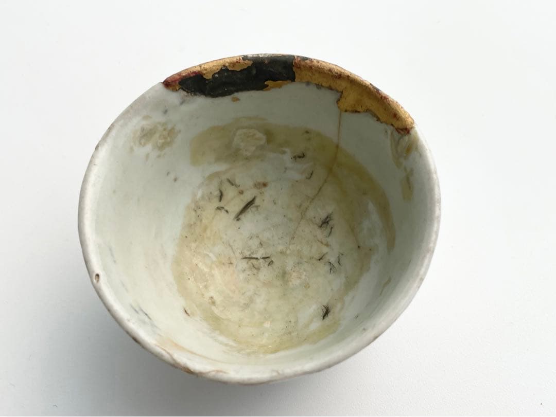 骨董　アンティーク　初期伊万里　染付　薺文　盃　酒器　酒盃　杯　金継ぎ　金繕い