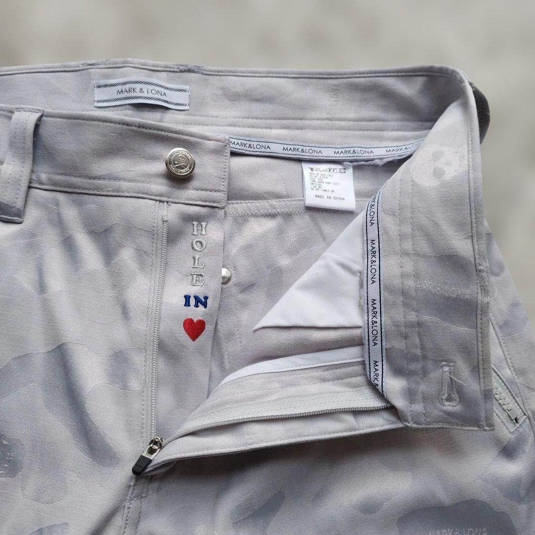 美品✨マークアンドロナ ストレッチパンツ スカル 迷彩 グレー M ゴルフウェア