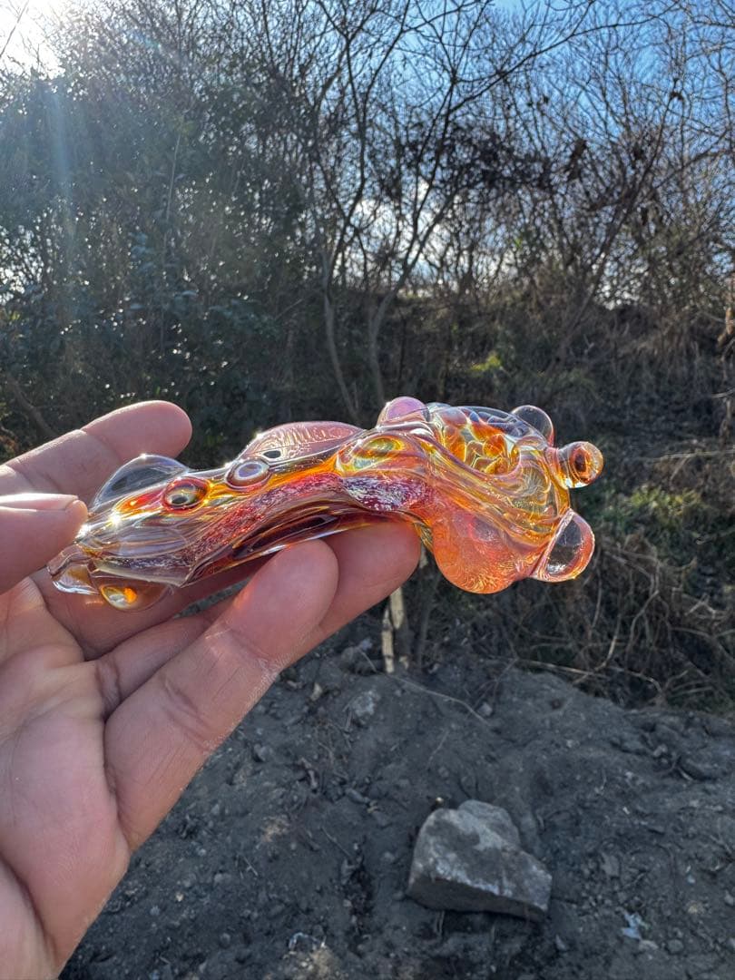 工芸品 Dropped hummer type Amber wood pipe