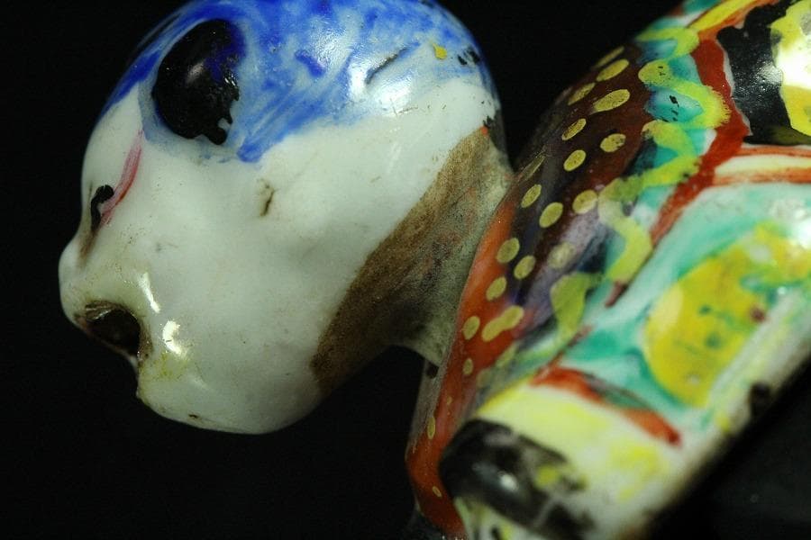 古平戸 唐子 舌出し 首振り 人形 希少 時代物(K-YC456)