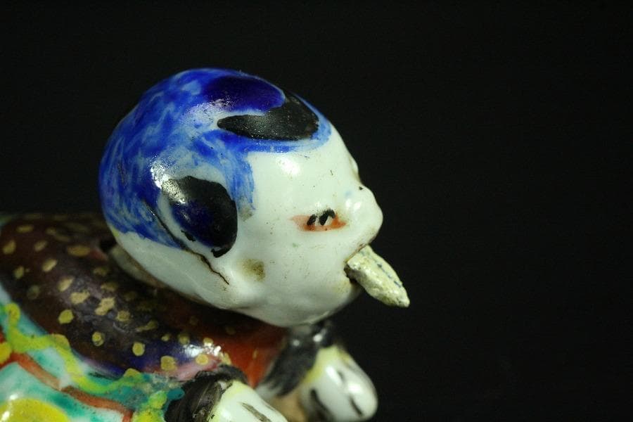 古平戸 唐子 舌出し 首振り 人形 希少 時代物(K-YC456)