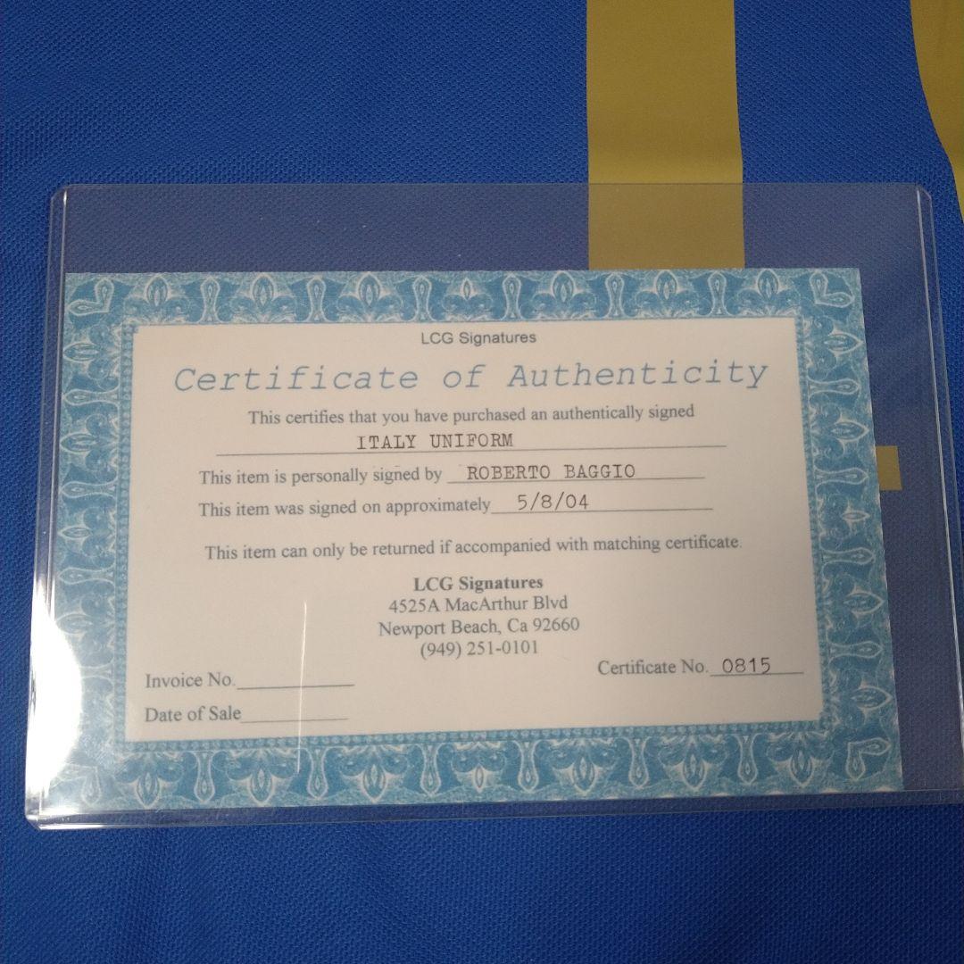 【新品タグ付き】イタリア代表　ロベルトバッジョ　サイン入りユニフォーム証明書付き