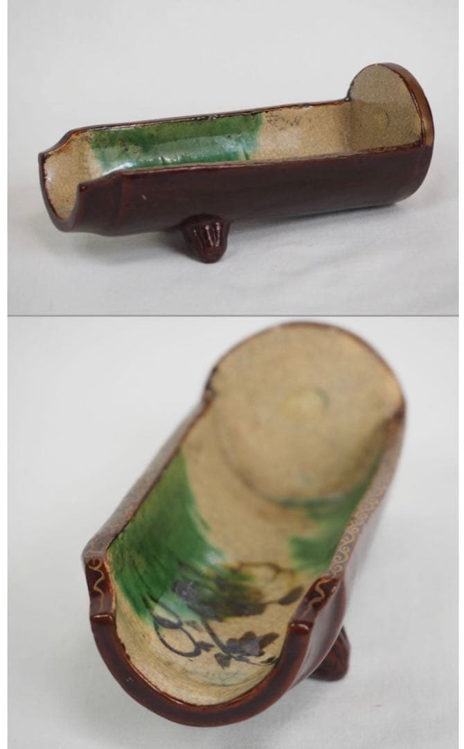 送料無料　江戸時代　豊楽焼『豊楽』銘　瓦形茶量２点　茶道具　本物保証★大珍品★