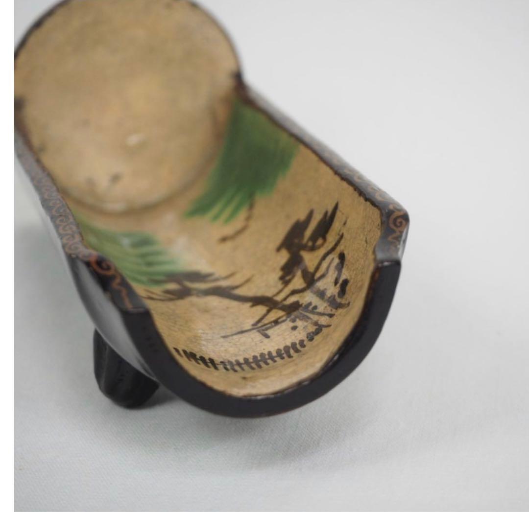 送料無料　江戸時代　豊楽焼『豊楽』銘　瓦形茶量２点　茶道具　本物保証★大珍品★