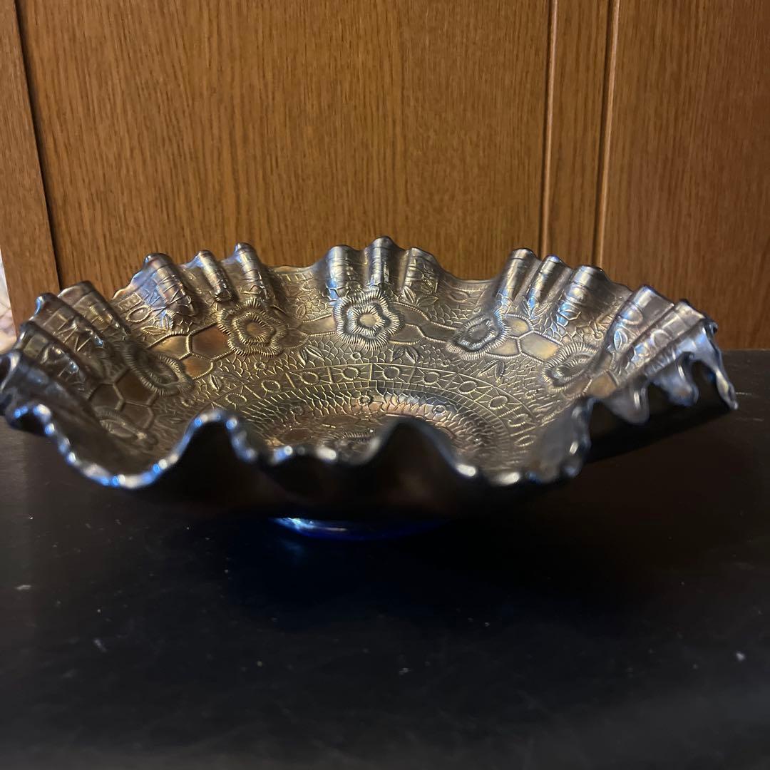 骨董品　飾り皿　材質ガラスと銅？