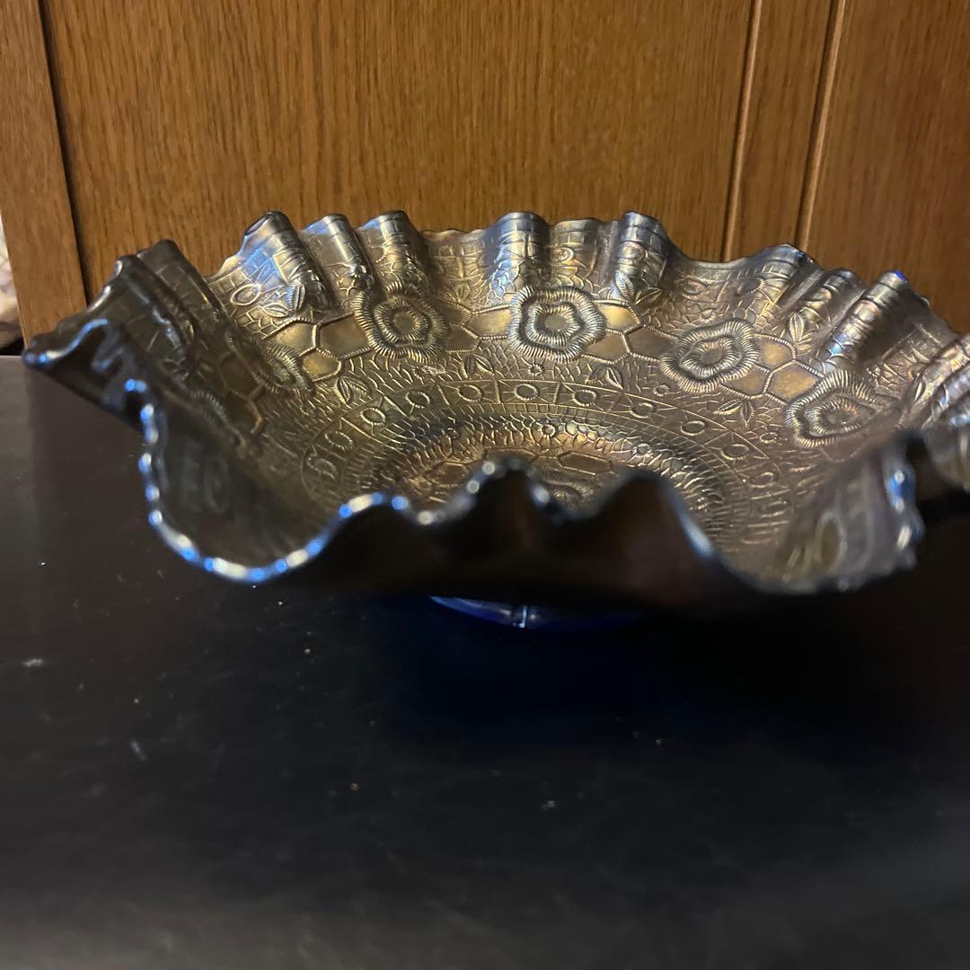 骨董品　飾り皿　材質ガラスと銅？