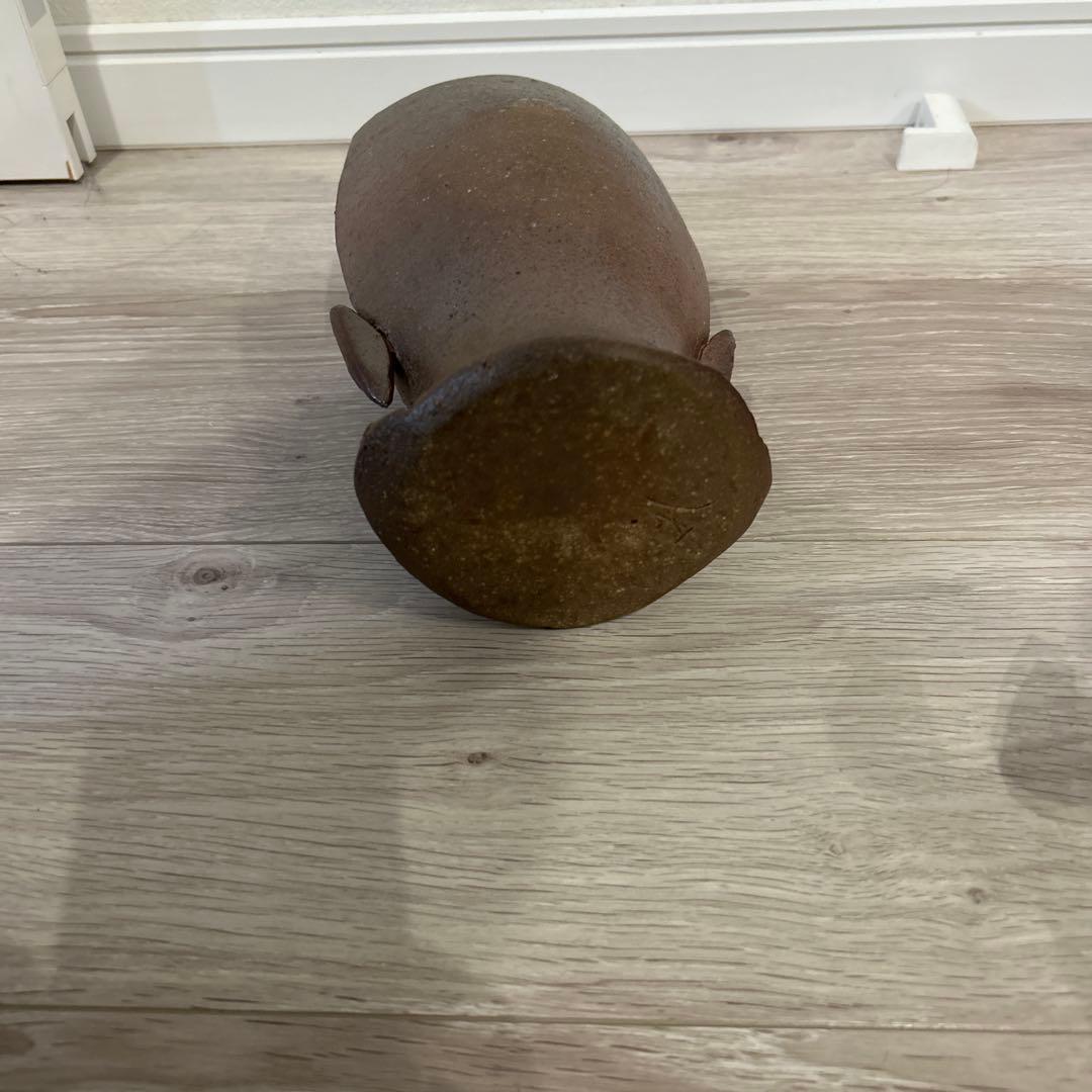 新品　備前焼 花瓶 耳付花器 　奥本丸味　作