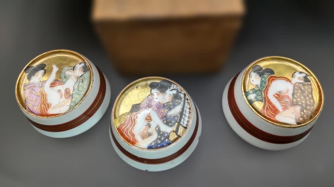 【骨董】達磨大師と春画の小鉢