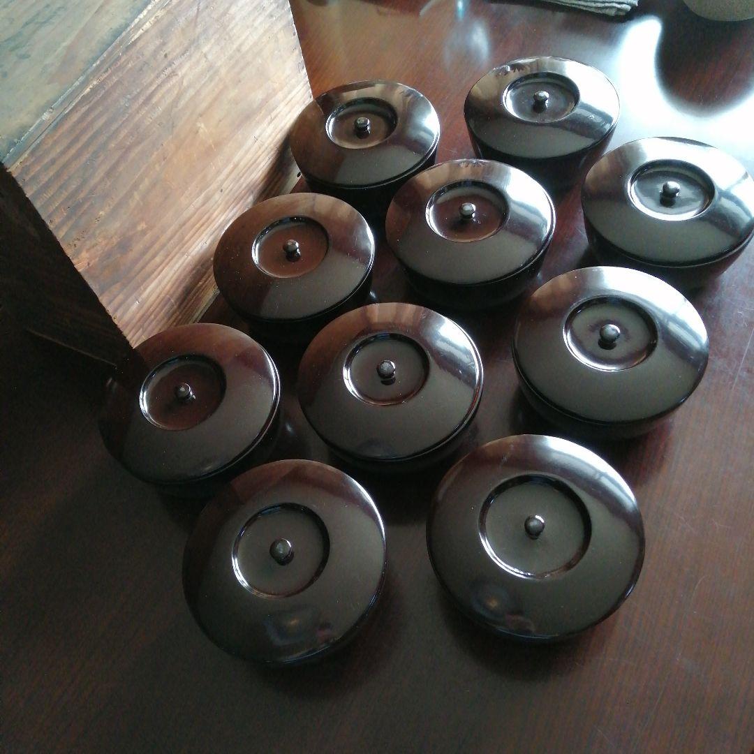 木製漆器　蓋付食籠　10客　16.8cm　大正期