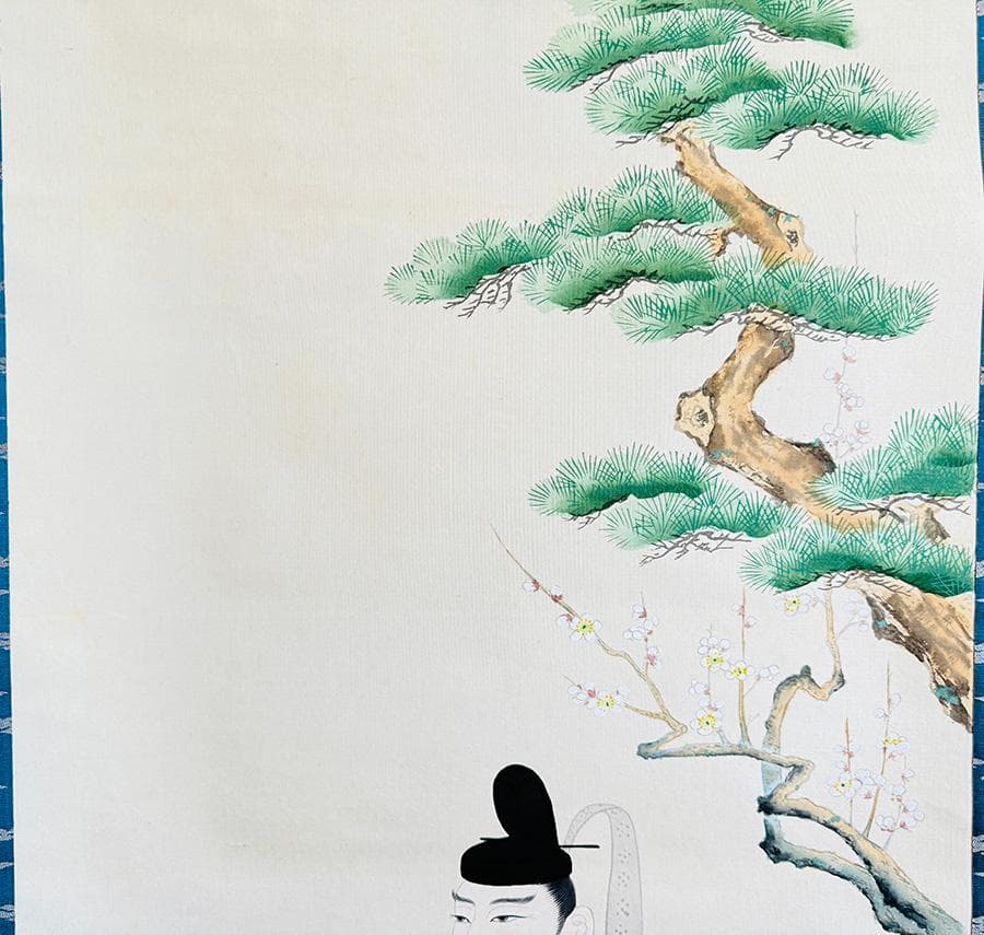 肉筆 菅舟筆 天神様『菅公御尊像』掛軸 座像 共箱 縦193cm横55cm