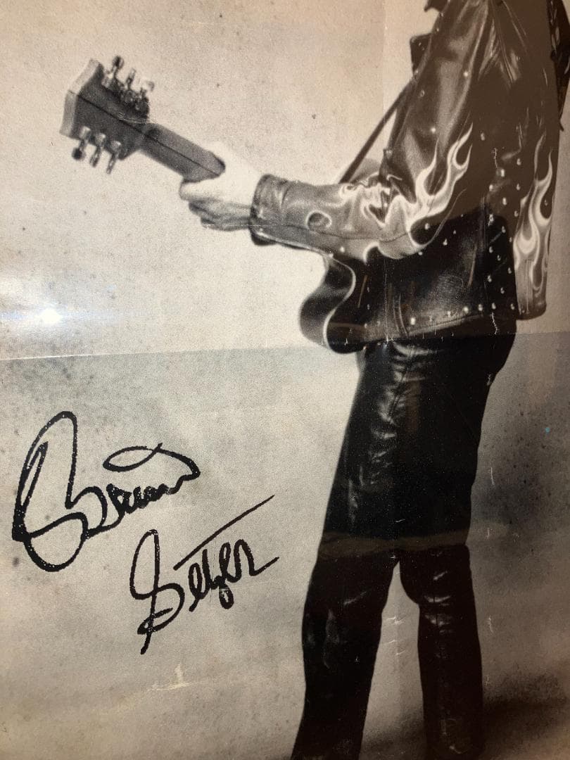 90年頃 激レア！ブライアンセッツァー ストレイキャッツグレッチ 額付 ポスター