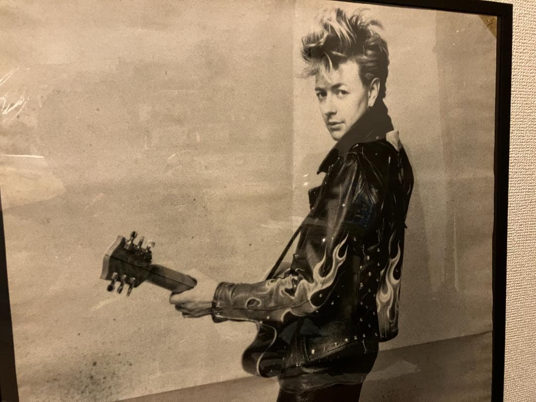 90年頃 激レア！ブライアンセッツァー ストレイキャッツグレッチ 額付 ポスター