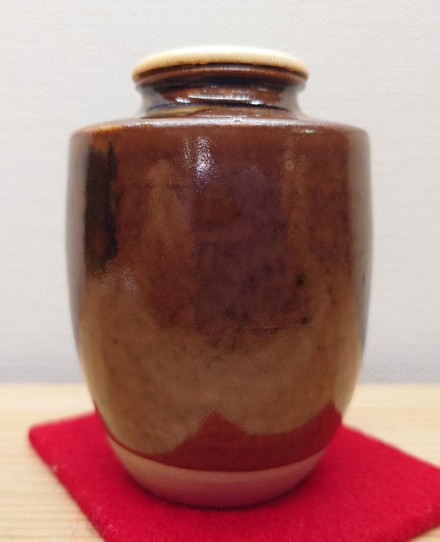 送料込【逢絢亭】茶道具 茶入 萬古焼 肩衝茶入 蓋 仕覆付 佐久間勝山 共箱入り