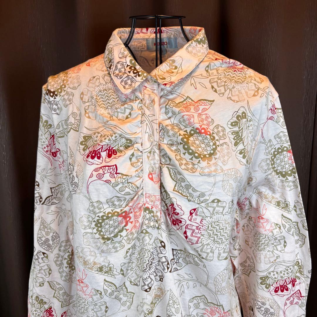 ★KENZO GOLF★LL★薄ピンク柄シャツ★綿100%★素敵な柄でカッコイイ