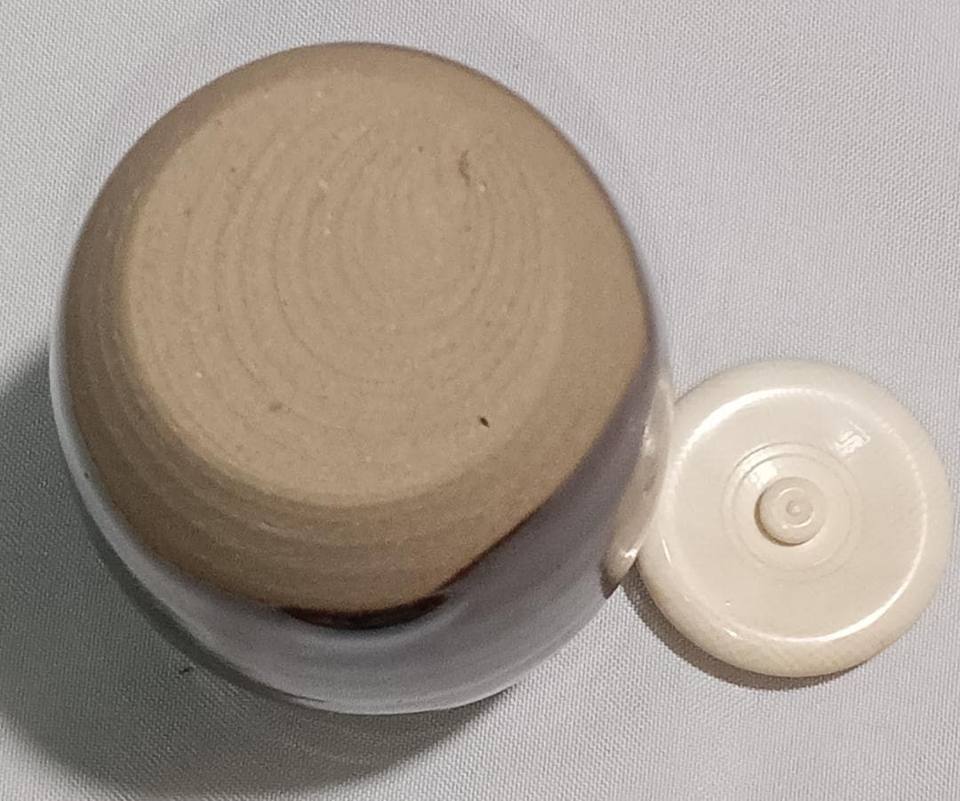 茶道具　京都清水焼　平安喜山作　肩衝茶入　吉野間道仕覆付　美品！！