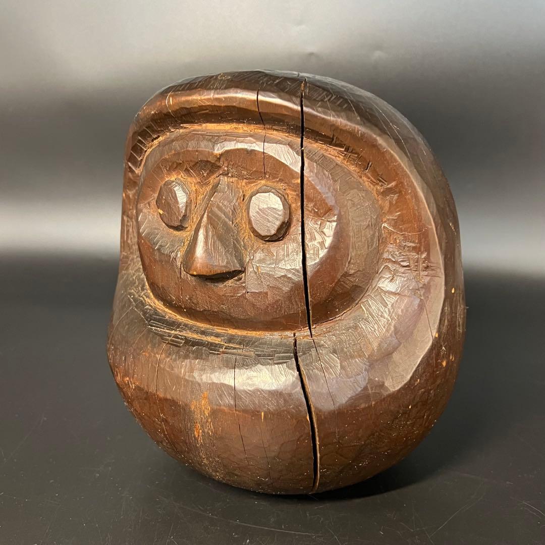 ◎古道具 庵々◎木彫 だるま 木型20cm◎張子型◎江戸時代郷土玩具古民具置物