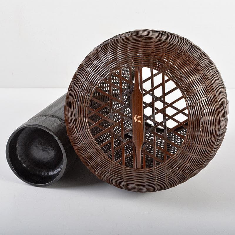 伝統工芸士　森上仁作　竹製　豊後篭　掛花篭　花生　共箱　M　R5402