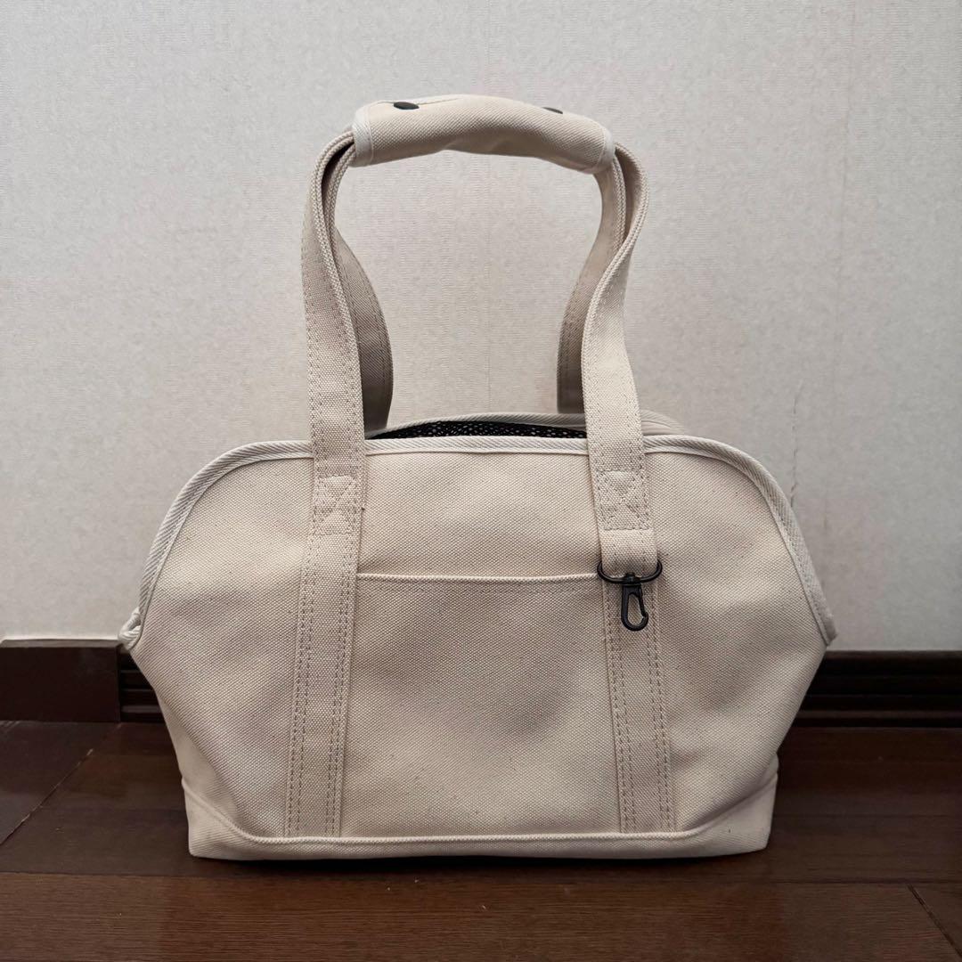 Free stitch ホワイトキャンバス 犬用 キャリーバッグ