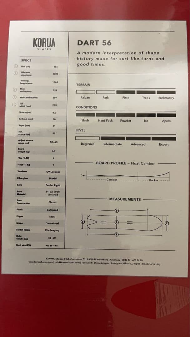 新品■Korua SHAPES DART 156 コルア　シェーブス　ダート