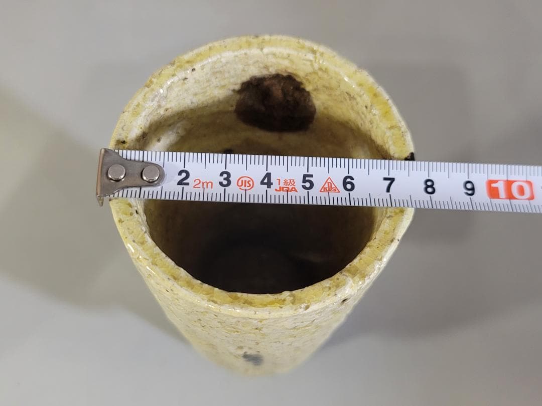 茶道具 黄瀬戸 砧 吊り花入 二代 小川長楽 共箱 美品 DT279