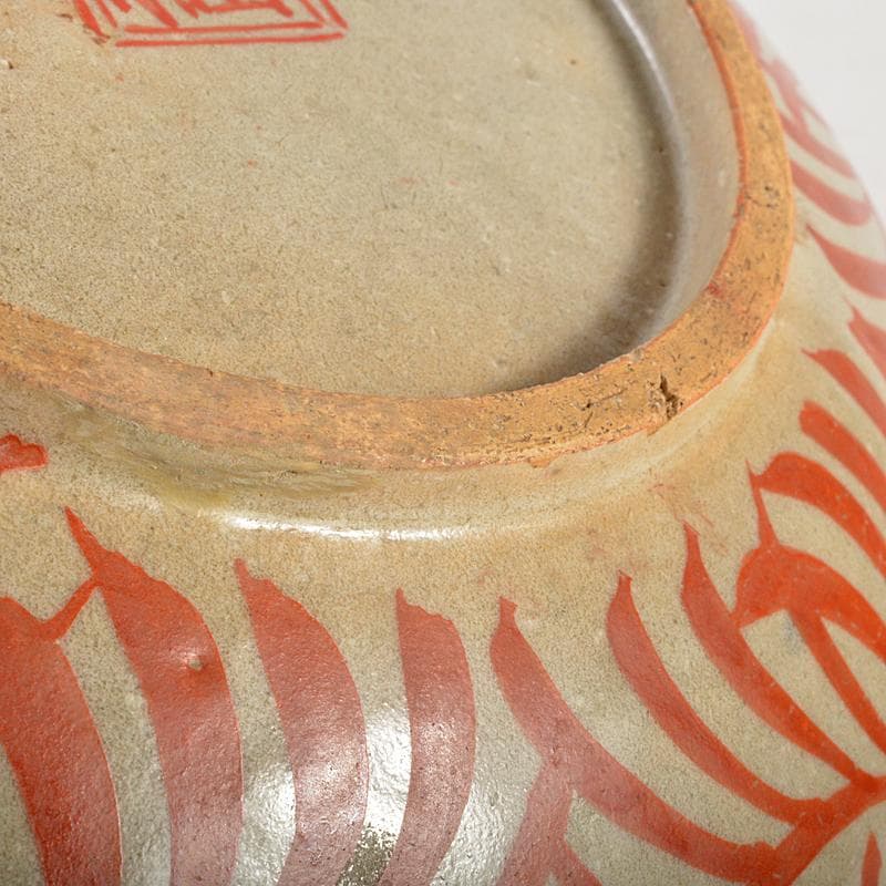 九谷焼　古九谷　赤絵　人物文　大皿　飾皿　角福銘　直径約36cm　MR7218B