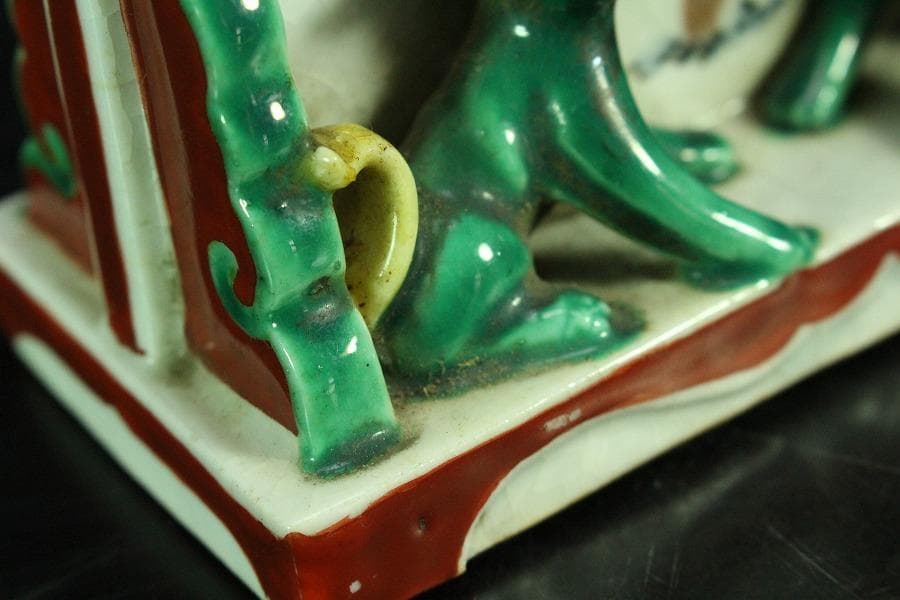 中国美術 色絵 唐子紋 硯屏 文房四宝(K-A944)