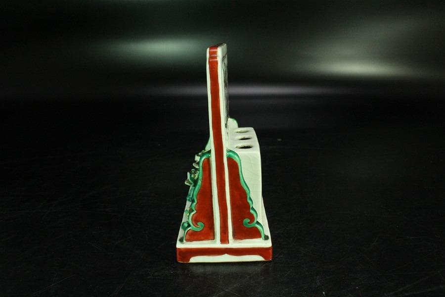 中国美術 色絵 唐子紋 硯屏 文房四宝(K-A944)