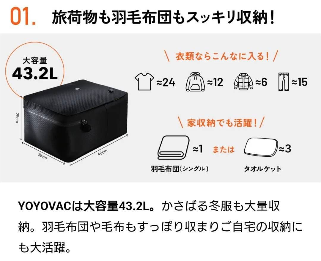 【新品・未使用】YOYOVAC 圧縮トラベルバッグ