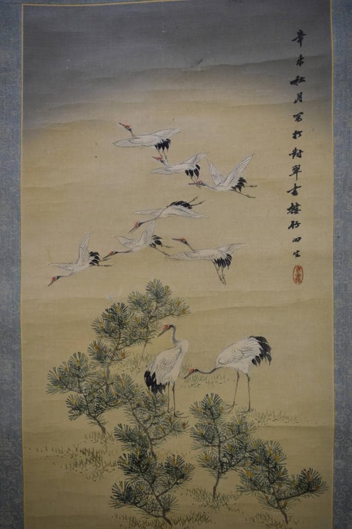 模写/田能村竹田/舞鶴図/工芸/布袋屋掛軸HE-811