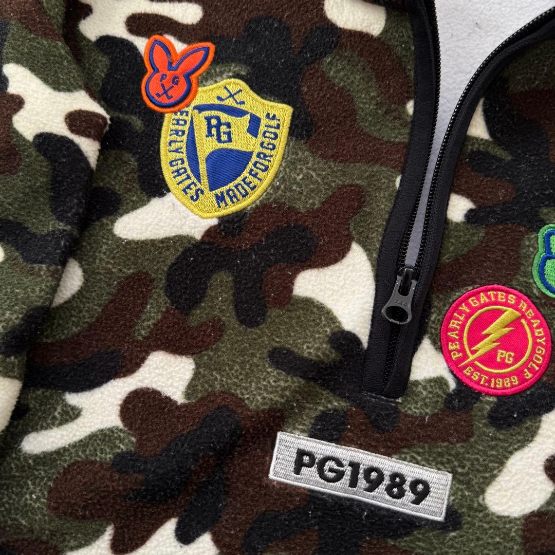 パーリーゲイツ　フリース　ジャケット　迷彩　カモフラ　サイドロゴ　M〜L相当　4