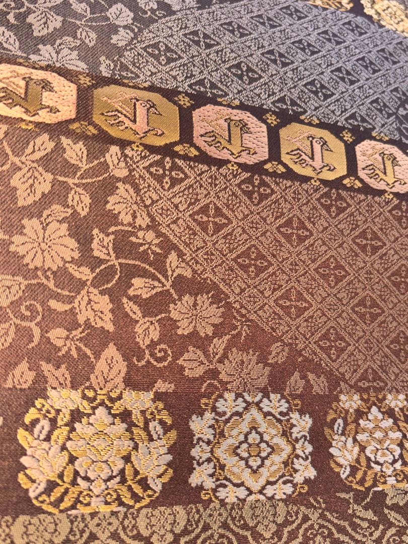 悠久の美　箔屋清兵衛　袋帯 美品 逸品 落款 箔 灰紫 お太鼓柄 正絹