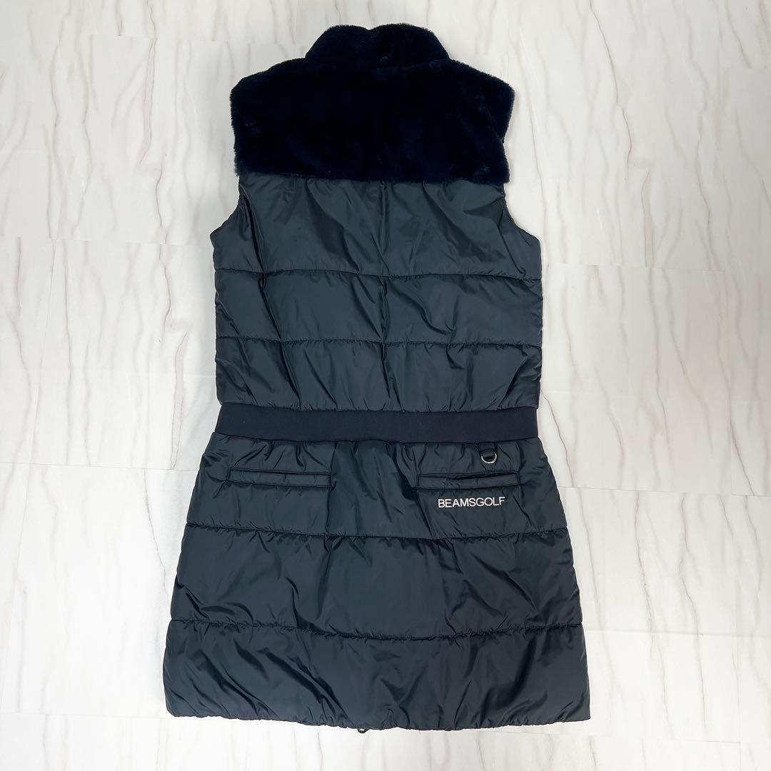 《美品》BEAMS GOLF ボア ダウンワンピース 防寒 ネイビー Ｌサイズ