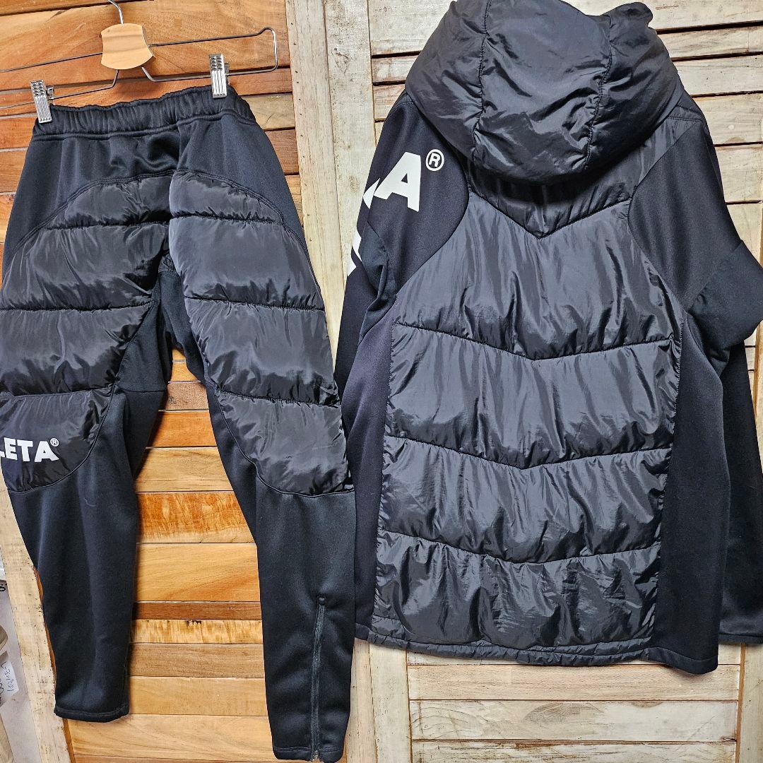アスレタ 中綿 ウィンドブレーカー 上下セットアップ ジャケット 防寒 黒 S