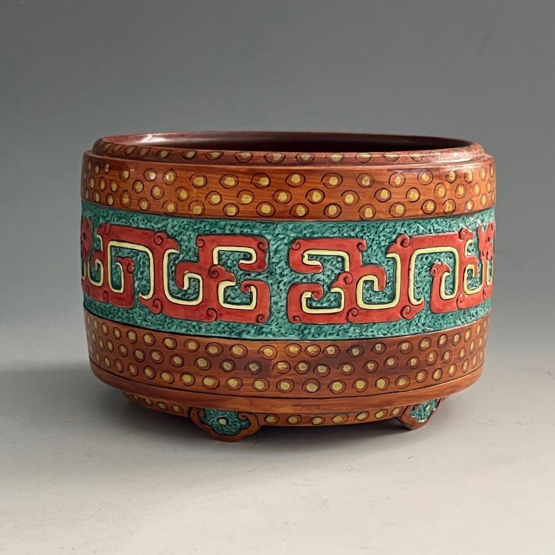 唐物 粉彩龍紋香炉 大清乾隆年製 款 中国美術 古玩 SN812